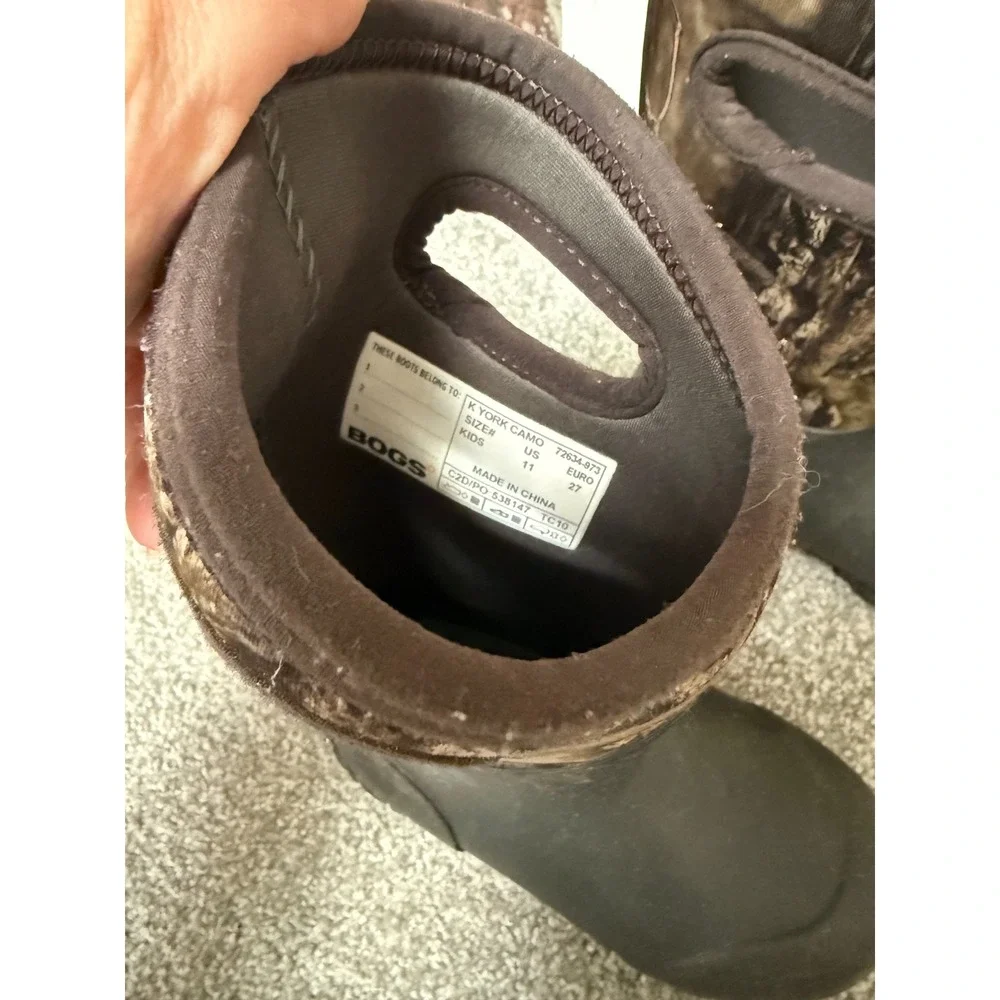 Bogs York Camo Kids Waterproof Insulated Rain Snow Boots Size 11 Camouflage